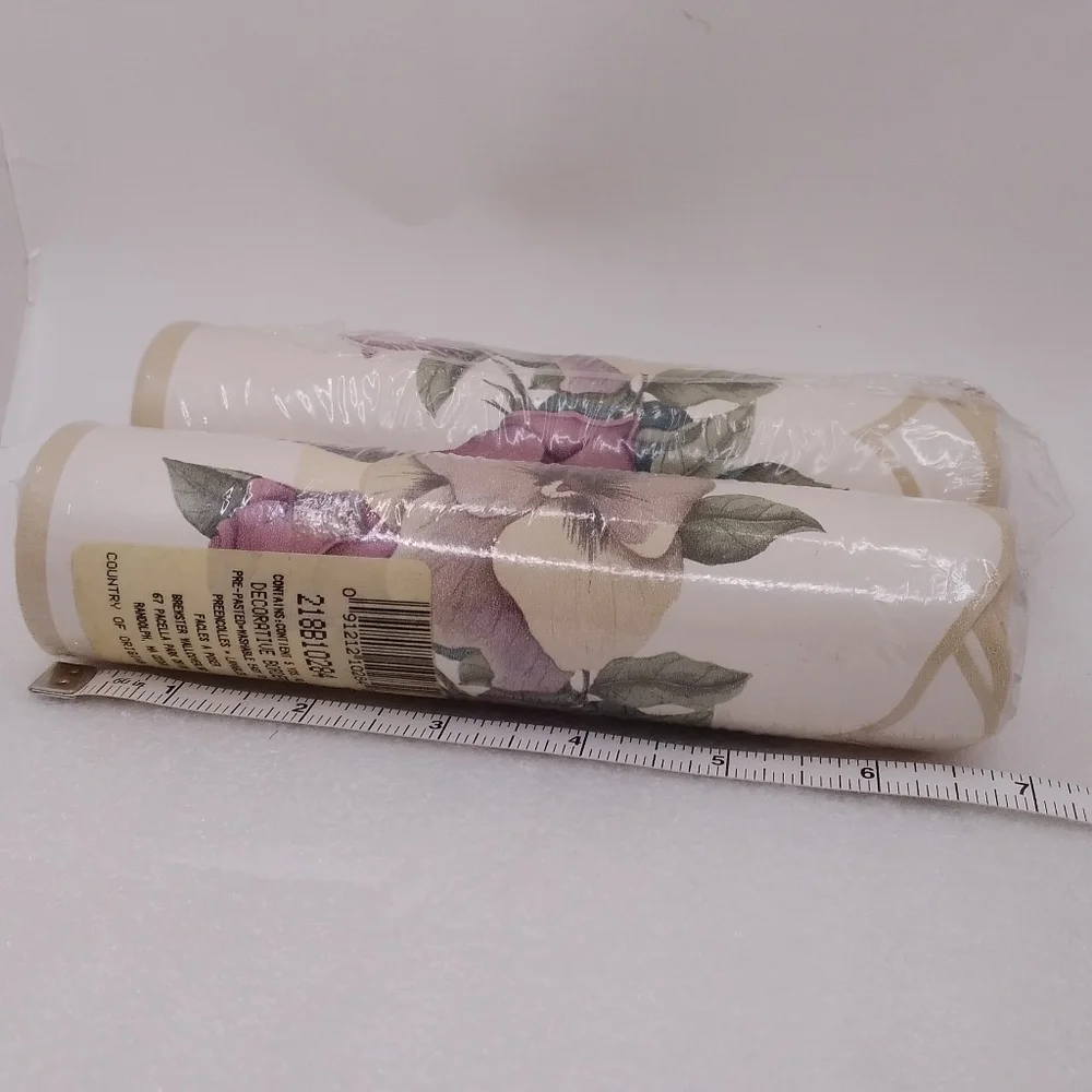 Lot of 2 BREWSTER Wallcovering Floral Laser Cut BORDER Pre-pasted, 6.75